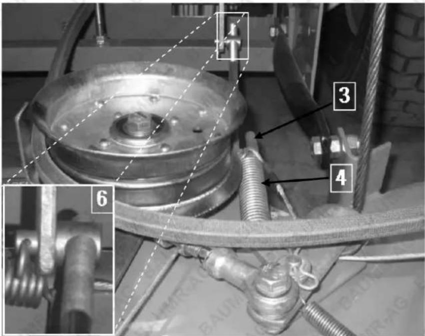 Technical diagram of a mechanical assembly with numbered components and labeled parts