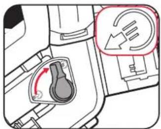 Diagram showing a car air intake component with directional arrows and a circled diagram indicating flow or movement.
