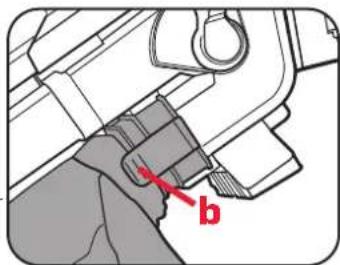 Technical diagram showing a mechanical component with labeled parts and directional arrow indicator 'b'