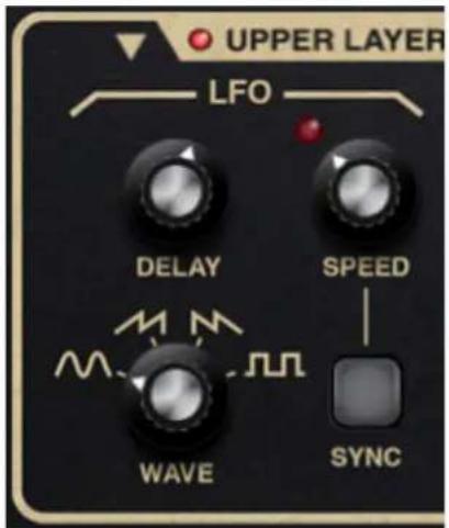 UPPER LAYER LFO DELAY SPEED WAVE SYNC