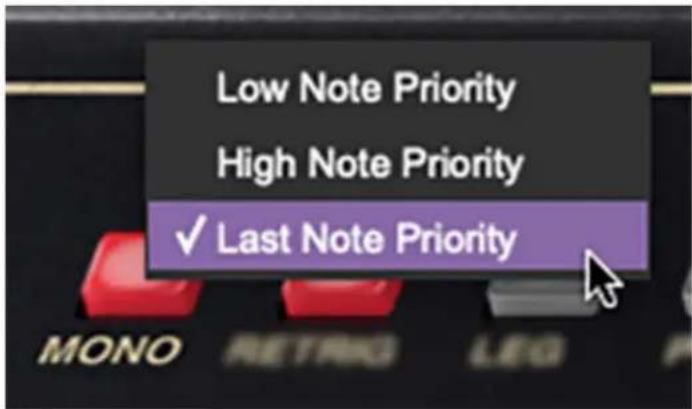 Low Note Priority High Note Priority ✓ Last Note Priority