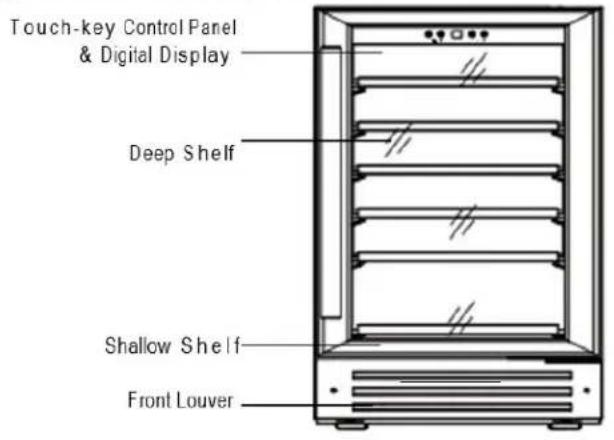 Touch-key Control Panel & Digital Display Deep Shelf Shallow Shelf Front Louver