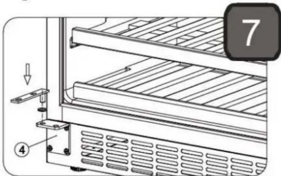 Technical diagram of a refrigerator with labeled parts and numbered annotation