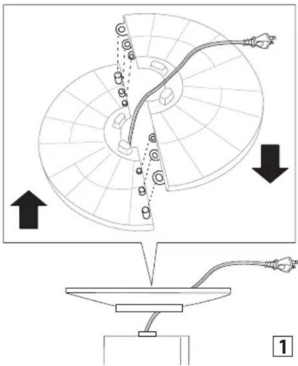 Diagram illustrating a mechanical or electrical setup with labeled components and directional arrows, likely from an electronics or lighting system.
