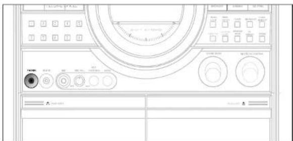 Technical line drawing of a vintage machine control panel with labeled buttons and dials