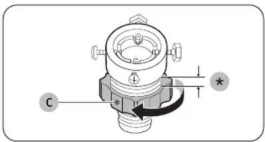 Technical diagram of a mechanical component with labeled parts and directional arrows indicating motion or flow.