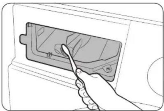 Hand inserting a plastic component into a housing (no text or symbols visible)