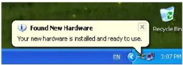 Found New Hardware Your new hardware is installed and ready to use. EN 3:07 PM