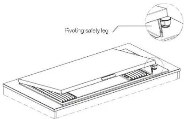 Pivoting safety leg