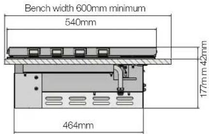 Bench width 600mm minimum 540mm 177mm 42mm 464mm