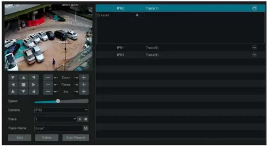 IP62 Trace(1) Ctrace1 IP61 Trace(8) IP63 Trace(9) Speed Camera IP62 Trace 1 Trace Name trace1 Add Delete Start Record