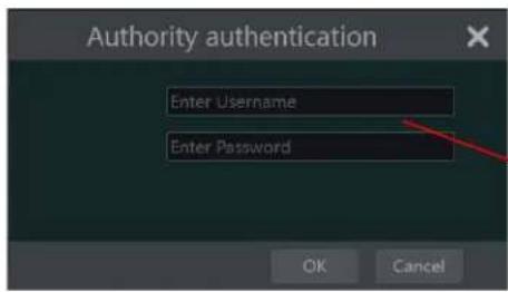 Authority authentication Enter Username Enter Password OK Cancel