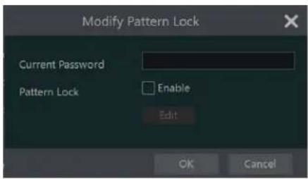 Modify Pattern Lock Current Password Pattern Lock Enable Edit OK Cancel