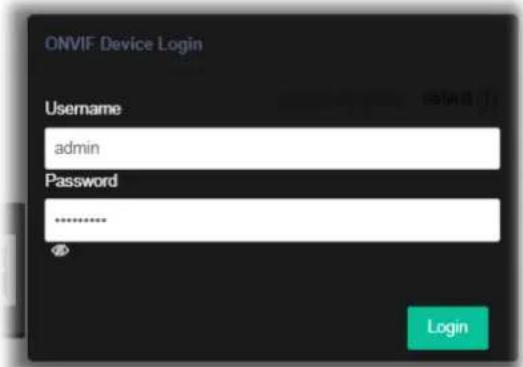 ONVIF Device Login Username admin Password ****** Login