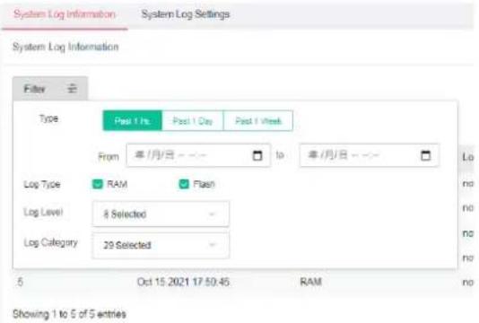 Draytek VigorSwitch G1282 - V-1-1 System Log Information - 2
