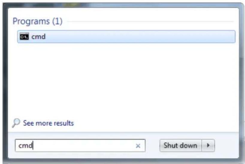Programs (1) cmd See more results cmd × Shut down