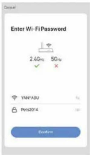 Enter Wi-Fi Password 2.4GHz 5GHz ✓ ✗ YANFABU P01s2014 Confirm