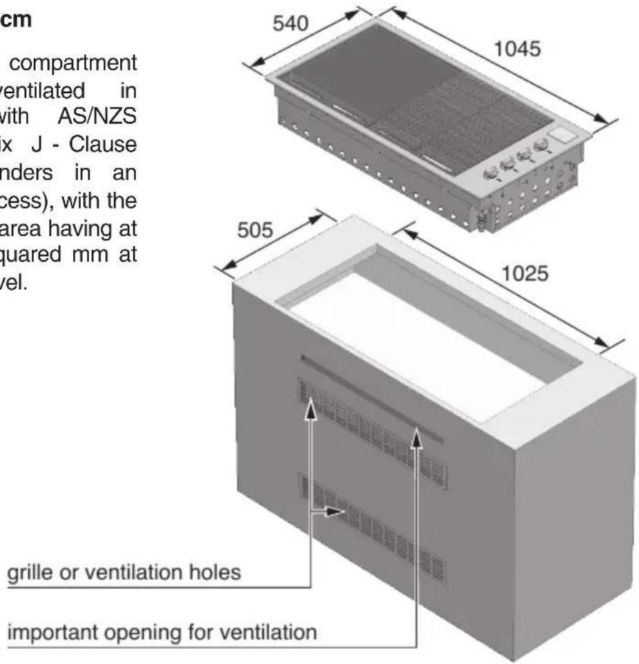 cm compartment ventilated in with AS/NZS x J - Clause nders in an cess), with the area having at quared mm at vel. 540 1045 505 1025 grille or ventilation holes important opening for ventilation