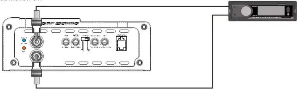 Diagram of a device interface with labeled ports and connections, including a sensor input and output.