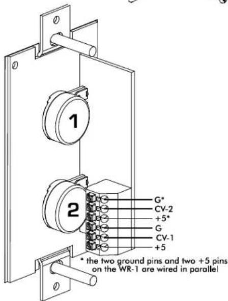 1 2 G* CV-2 +5* G CV-1 +5 * the two ground pins and two +5 pins on the WR-1 are wired in parallel