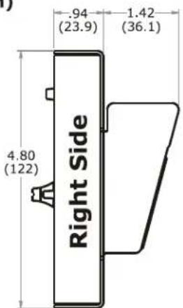 .94 (23.9) 1.42 (36.1) 4.80 (122) Right Side