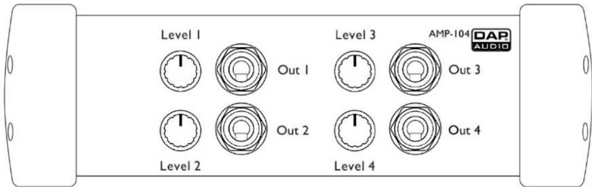 Level 1 Out 1 Level 3 AMP-104 DAP AUDIO Out 3 Level 2 Out 2 Level 4 Out 4