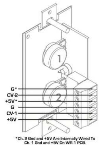 G* CV-2 +5V* G CV-1 +5V *Ch. 2 Gnd and +5V Are Internally Wired To Ch. 1 Gnd and +5V On WR-1 PCB.