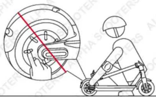 Diagram illustrating bicycle steering wheel and hand positioning with a red diagonal line indicating the mechanism.