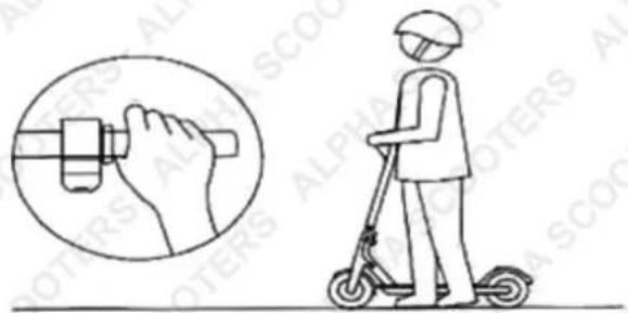 Diagram showing a person using a scooter with a hand gesture and a magnified inset of the hand holding a tool, alongside text 'ALPHOTERS ALPHOTERS ALPHOTERS ALPHOTERS ALPHOTERS ALPHOTERS ALPHOTERS ALPHOTERS ALPHOTERS ALPHOTERS ALPHOTERS ALPHOTERS ALPHOTERS ALPHOTERS ALPHOTERS ALPHOTERS ALPHOTERS ALPHOTERS ALPHOTERS ALPHOTERS ALPHOTERS ALPHOTERS ALPHOTERS ALPHOTERS ALPHOTERS ALPHOTERS