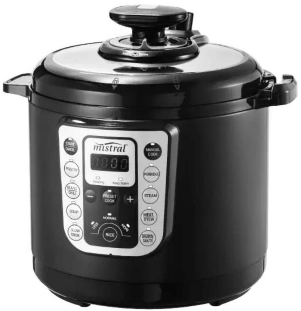 mistral START CANCEL POUTRY BEANS THILL SOUP GLOW COOK 0:00:00 Hearing Keep Warm PRESET COOK + NORMAL MORE RICE MANUAL COOK PORRIDGE STEAM MEAT STEW BROWN SAUTE