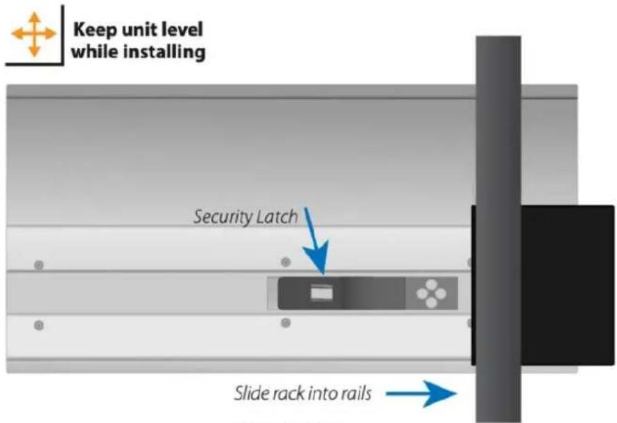 Keep unit level while installing Security Latch Slide rack into rails
