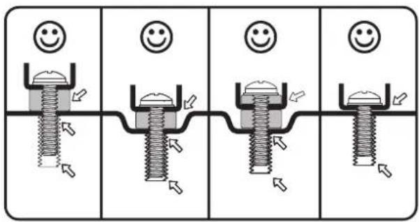 Diagram illustrating four stages of a smiley bolt mechanism with directional arrows indicating movement or force.