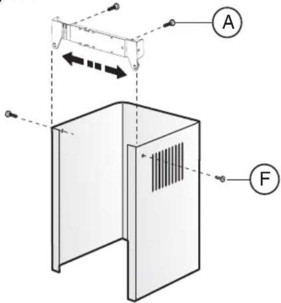 Diagram showing a device with labeled components A and F, including directional arrows and internal structure.