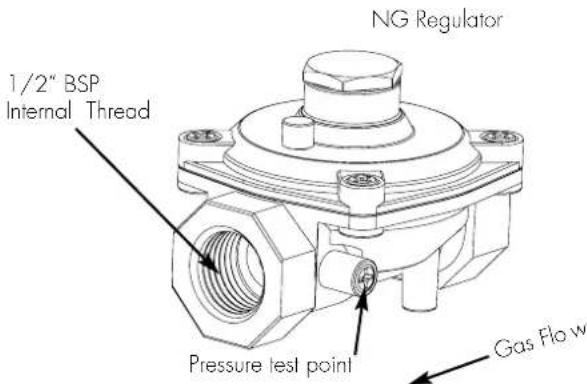 NG Regulator 1/2" BSP Internal Thread Pressure test point Gas Flow