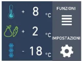 + 8 °C + 2 °C - 18 °C FUNZIONI ≡ IMPOSTAZIONI Gear