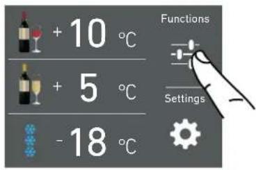 + 10 °C + 5 °C - 18 °C Functions Settings