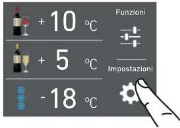 + 10 °C + 5 °C - 18 °C Funzioni Impostazioni