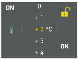 ON 0 + 1 + 2 °C + 3 + 4 OK