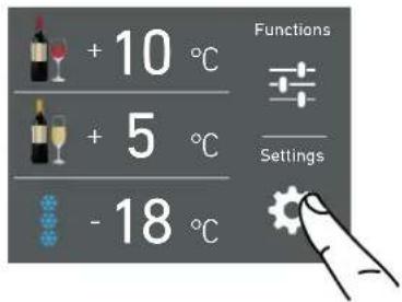 + 10 °C + 5 °C - 18 °C Functions Settings
