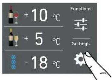 + 10 °C + 5 °C - 18 °C Functions Settings