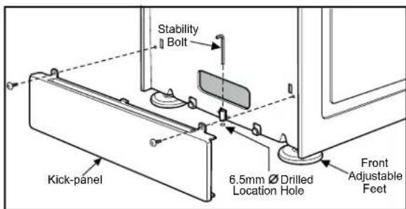 Stability Bolt Kick-panel 6.5mm Ø Drilled Location Hole Front Adjustable Feet