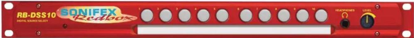 RB-DSS10 SONIFEX Digital SOURCE SELECT Redbox 1 2 3 4 5 6 7 8 9 10 HEADROOMS LEVEL I