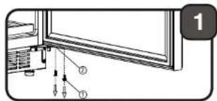 Diagram showing a window with labeled components and arrows indicating movement or force, marked with number 1.