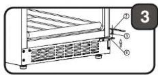 Technical diagram of a heat exchanger or cooling unit with numbered components and directional arrows indicating flow or movement.