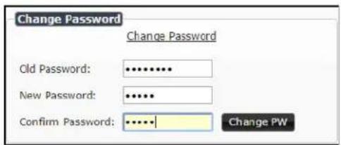 Change Password Change Password Old Password: ••••••• New Password: ••••• Confirm Password: •••••• Change PW