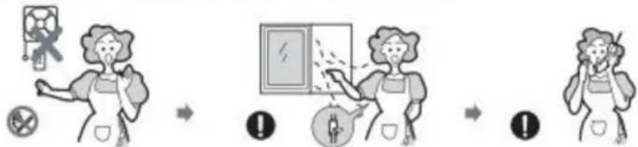 Illustration showing a woman with a food safety sign and three sequential steps: testing, cleaning, and giving a thumbs-up.
