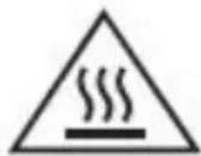 Warning symbol with steam inside a triangle, indicating heat or smoke hazard