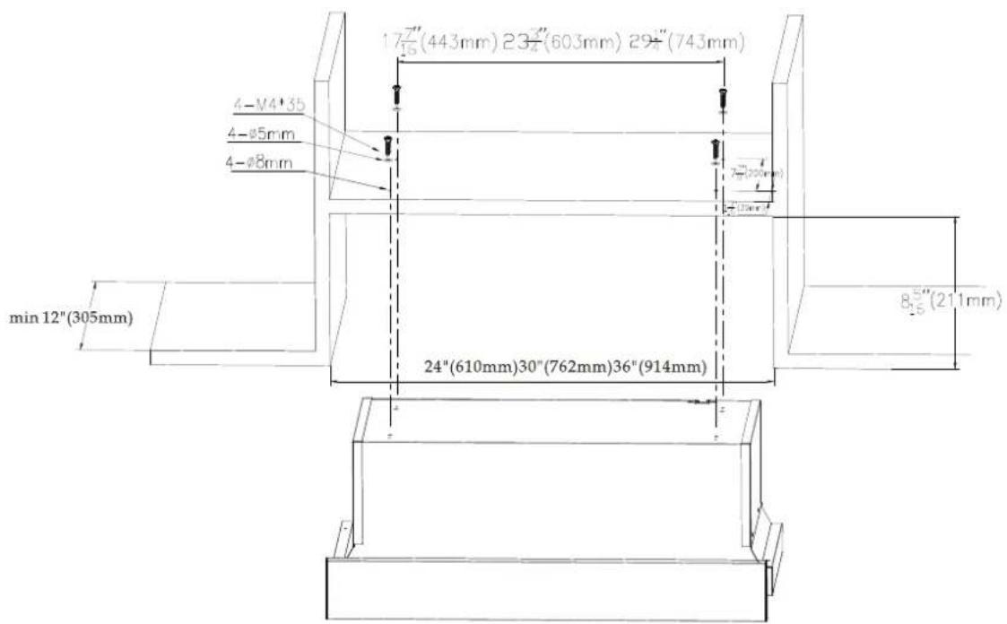 17½(443mm) 23½(603mm) 29½(743mm) 4-V4'55 4-φ5mm 4-φ8mm 7½(200mm) 12mm min 12"(305mm) 24"(610mm)30"(762mm)36"(914mm) 8½(211mm)
