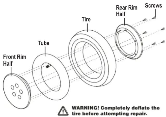Front Rim Half Tube Tire Rear Rim Half Screws WARNING! Completely deflate the tire before attempting repair.