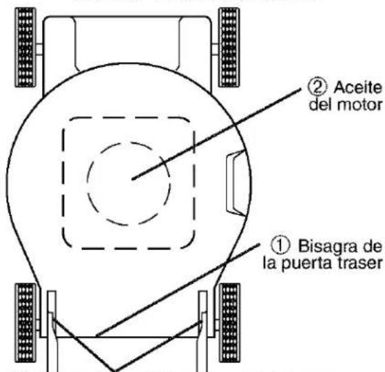 ② Aceite del motor ① Bisagra de la puerta traser